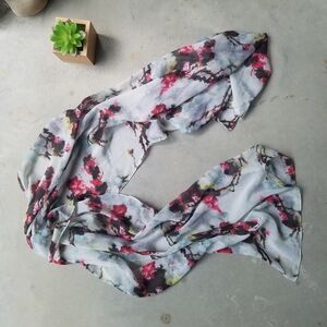 Sheer Scarf With Floral Design | Purse Scarf | Long Hair Scarf | Elegant